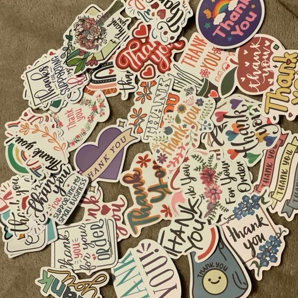 💐 50 Rare Assorted “Thank You” Stickers 💐 - Picture 9 of 9